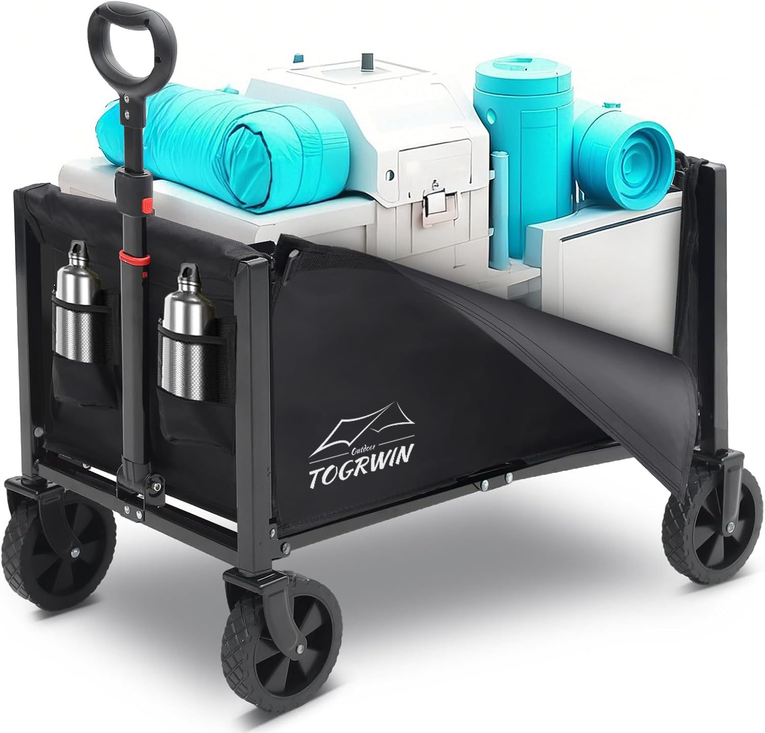 접이식 왜건 카트 160L- 3 in 1 접을 수있는 마차 카트 바퀴